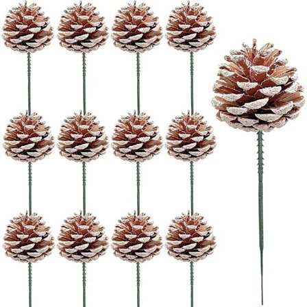 20 st 2 tum snötippade julgranar naturliga tallkottar, snöiga tallkottar för hantverksgirlang julgransdekorationer kransprydnader