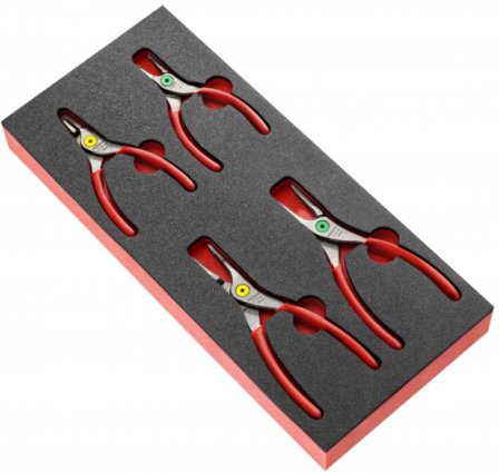 Facom MODM.PCSN tångset 4 st. raka låstänger, skummodul, Handverktyg