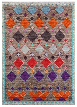 Berber Colourful Teppich Moderner Braun/Dunkelrot (Wolle, Afghanistan)