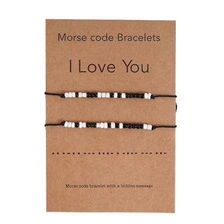 Morse Code Delikat Armband med Pärlor 2 st I Love You Vänskap Armband Smycken