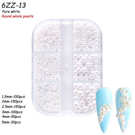 Nageldekorationer för Nail Art Halvcirkel Full Circle Färgglad Pearl Aurora 6-grid Pearl ZZ01 12g