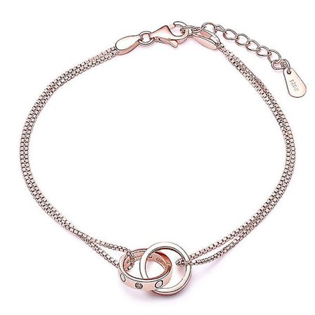 Dam Armband 925 Sterling Silver Charm Armband Interlocking Infinity Love Armband För Kvinnor Flickor Jubileum Födelsedagspresentros Guld