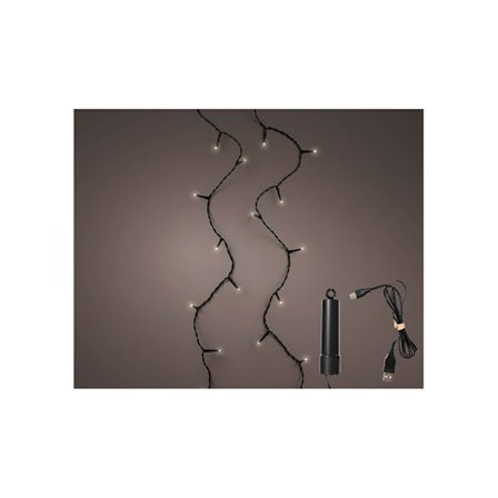 Ute LED-slinga 8 funktioner med batteri 7,4 m varmt ljus