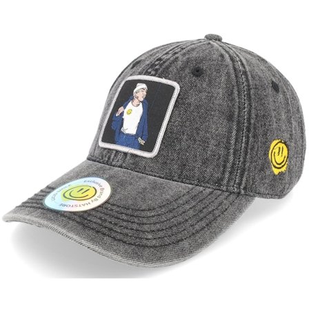 Lucid Smile - Svart unconstructed Caps - Flexing Cash Patch Washed Black Demin Dad Cap @ Hatstore