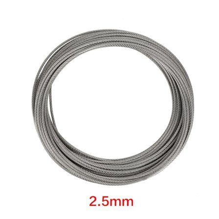 20m 304 Rustfritt Stål Wire Tau 2.5mm for Fiske og Løfting