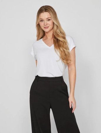 Vila Vimodala V-Neck S/S Top - Noos - White - L