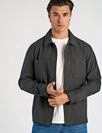Lindbergh Superflex Brushed Melange Overshirt - Grey - L