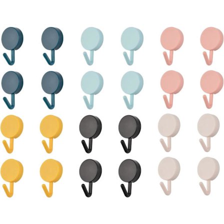 20 stk. sorte og hvide selvklæbende plastikkroge, aftagelige vægophæng til badeværelse, køkken, kontor, skab, glas, blandet farve