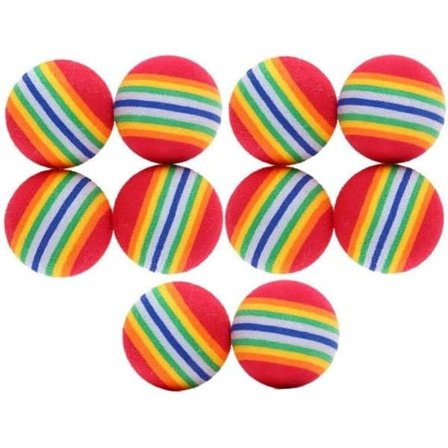 Kattebolde - 10-pak - Bløde Skumbolde - 3,5 cm - Regnbuefarver - Killinger