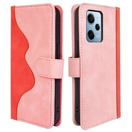 Tvåfärgat Xiaomi Redmi Note 12 Pro fodral i läder - Rosa