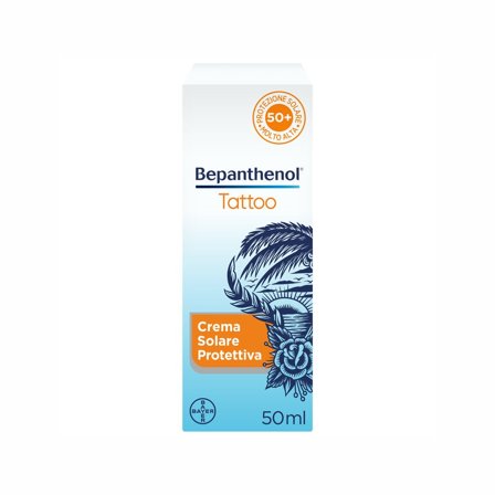 Bepanthenol Tattoo Crema Protezione Solare Molto Alta SPF50+ Per