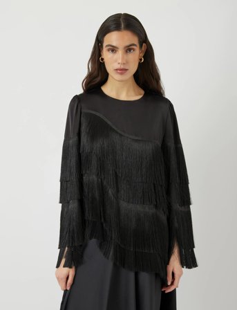 YAS Yaspella Fringe Ls Top S. - Show - Black - 36