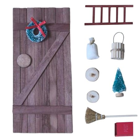 9 st Dockhus Tillbehör Gnome Dörr Set Dörr Kvast Julgran Brevlåda Stege Julkrans Jul Gnome Kit