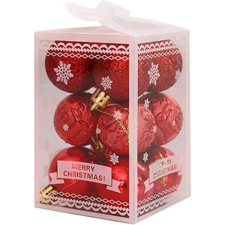 12 stk. julekuler, 40 mm knusesikre juledekorasjonskuler juletre hengende kuler