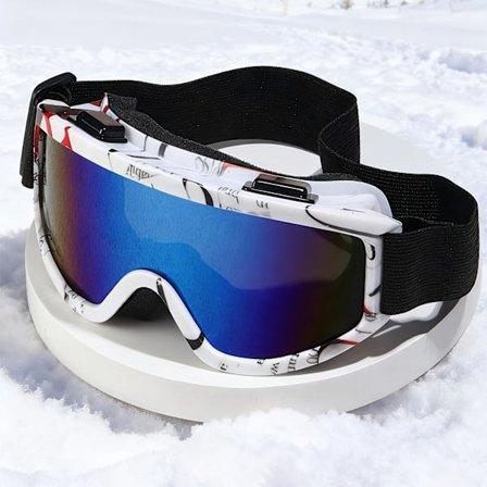 Skibriller med stor ramme, TPU-ramme + PC-linse, justerbart elastisk bånd, egnet for ski, skøyter, etc.