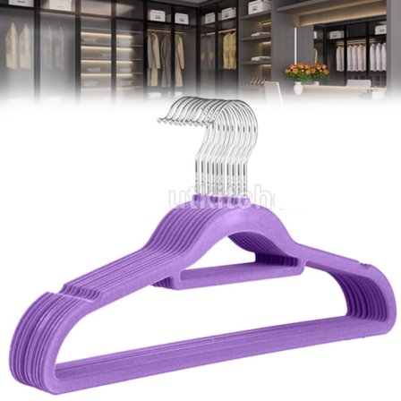 10/100-PACK HALKFRI SAMMETSGALGAR FÖR KLÄDER PLASSBESPARANDE