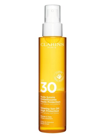 Clarins Glowing Sun Oil High Protection Spf30 Body & Hair - Nude - 150 ml