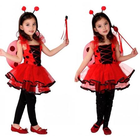 Leppäkerttu Fancy Dress -asu Leppäkerttu-asu lapsille, maskipussi ja hanskat, maailman kirjapäivän joulukarnevaalit syntymäpäiväjuhlat koulun cosplay-