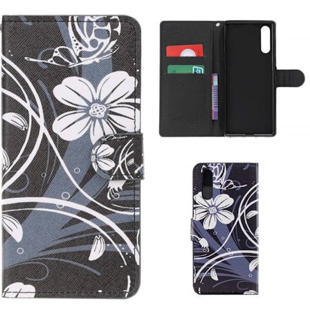 Plånboksfodral Huawei P30 - Svart med Blommor