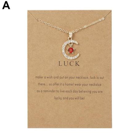 Liujunh Birthstone Hänge Halsband Kvinnor Nyckelbenskedja Moon S