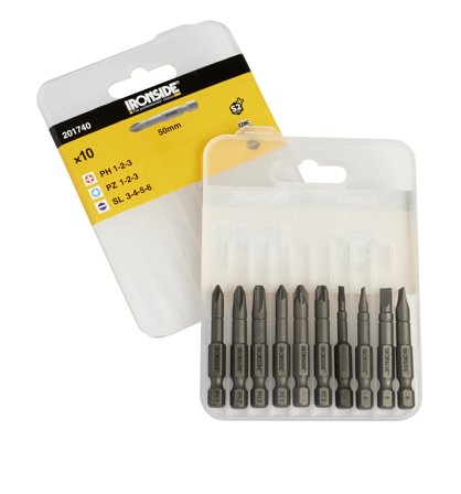 Ironside 201740 Bitssats 10 delar, spår/PH/PZ 50 mm, Maskintillbehör & förbrukning