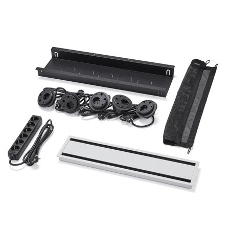 Kabelbokspakke, 5 el., kabelhull, inkl. grenuttak, hvit