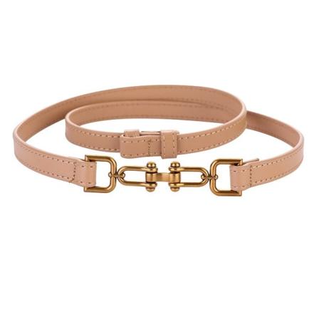 Kvinnor Bälten Spännen Äkta läder Tunt bälte Dekorativ kappa All-Match Justerbart läderbälte Kvinnor Kostymbyxor Klänning Apricot 98cm