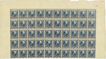 Danmark - Arkdel med 50 postfriske mærker AFA 48