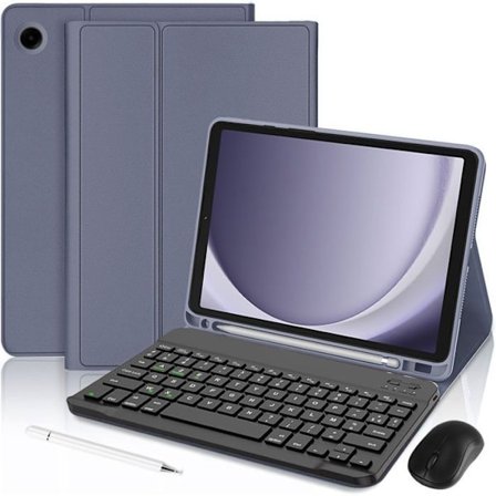 Fodral med tangentbord för Samsung Galaxy Tab A9 (8,7 Tum) Lila med Bluetooth-tangentbord + Mus + Stylus