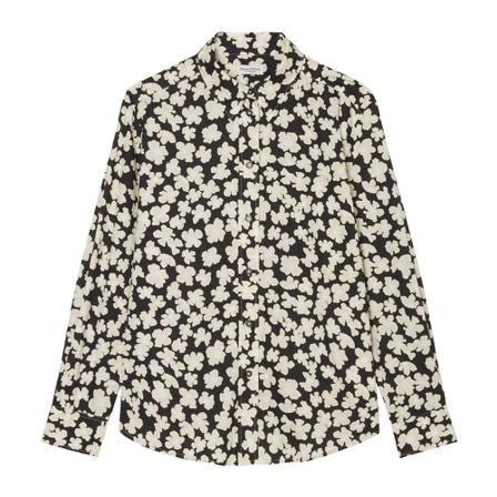 Marc O'Polo Flared Bluse with an all-over print Sort, Dame