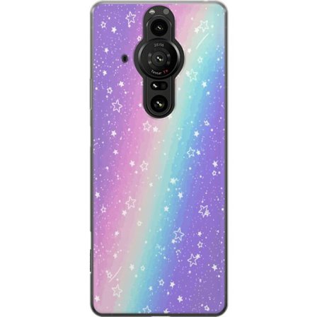Kompatibelt Mobildeksel til Sony Xperia Pro-I Rainbow-farget pastellbakgrunn med hvite stjerner og gnistrende prikker i myk overgang
