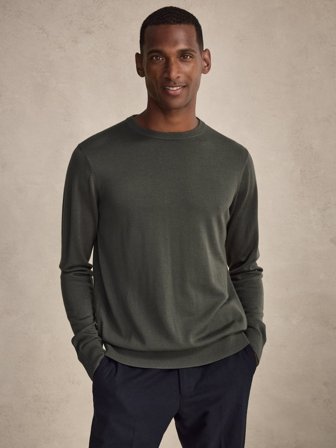John Henric Men's Grüner Pullover Regular Fit Size S