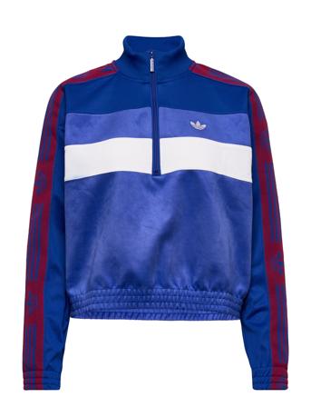 Blocked Suede Half Zip Sweatshirt With Tape Detail Sweatshirt Trøje Multi/mønstret Adidas Originals