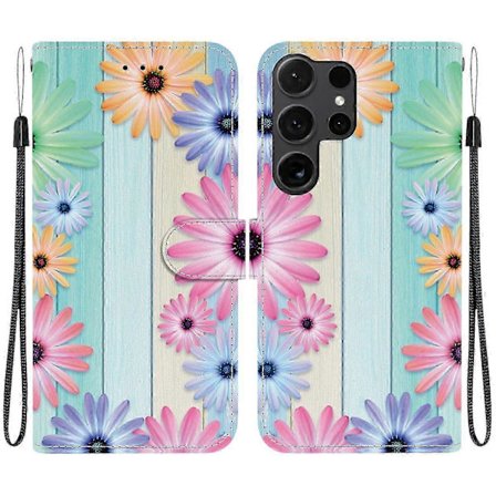 Til Samsung Galaxy S25 Ultra Cover Mønstertryk Anti-fald Læder Flip Pung Telefoncover Med Snor