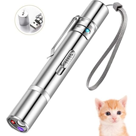 Interaktiiviset kissalelut - 7-in-1 LED-valokynä, USB-ladattava metsästysharjoitteluun ja raapimisharjoituksiin