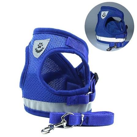Hundsele koppel Sommar Justerbar reflexväst Walking lead för valp Blue L