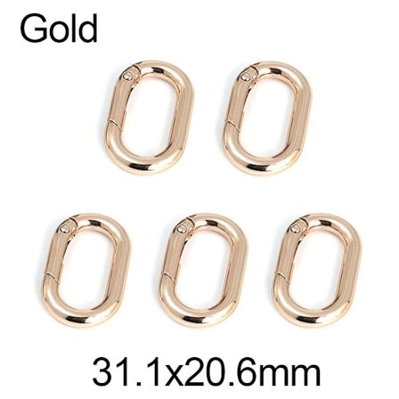 5 kpl jousi soikeita renkaita Laukku Vyön soljet GOLD 31.1X20.6MM - varastossa