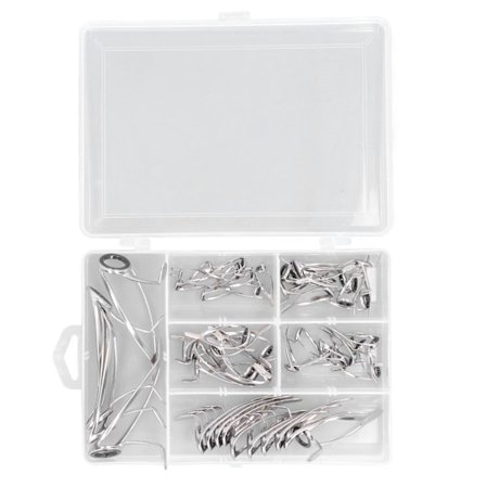 55 stk. fiskestangsøjer, højt kulstofstål, slidstærkt havsfiskestang keramisk øjesæt, fiskestangsreparationssæt