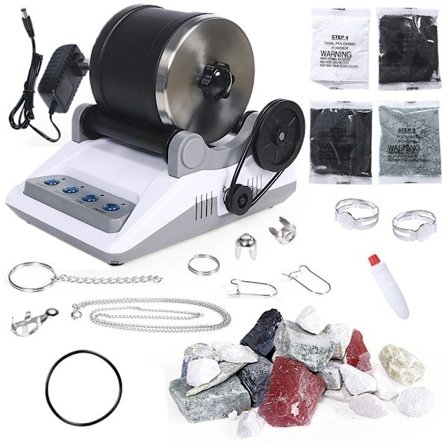 Willkey Profesjonelt steinsliper-sett, steinpoleringsmaskin for barn og voksne med poleringsmaskin, poleringskorn og rulle