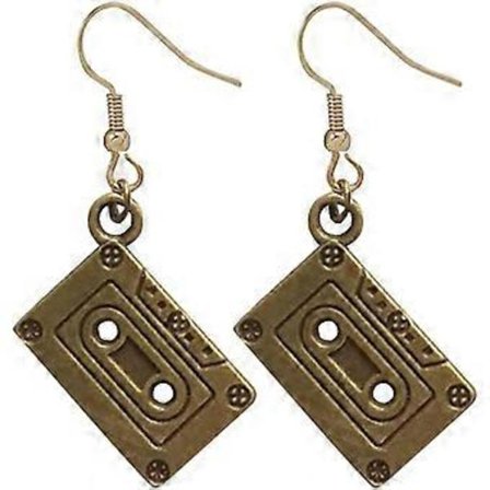 Heyone Persolity 80-tals Kassettband Hängande Örhängen Unika Retro Guld Silver Legering Roliga Örhängen för Kvinnor Flickor