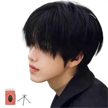 Stilfuld Herre Kort Paryk Naturlig Fuld Dækning Kort Lige Paryk Personlige Korte Hår Extensions (FMY)