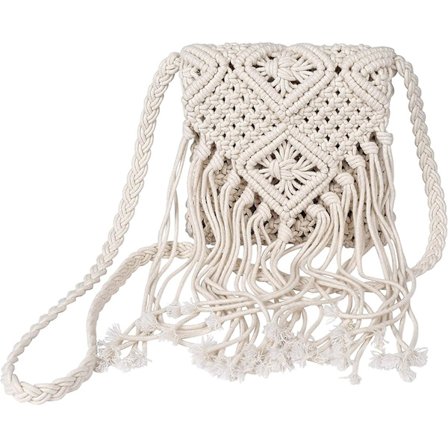 Dame Duskveske med Dusker, acsergery Jenter Frynsete Heklet Veske Boho Crossbody