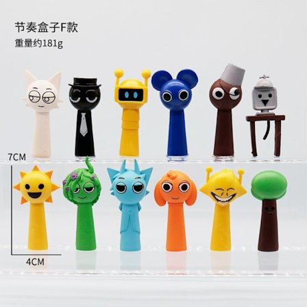 Xbi - Sprunki Plyysinen Rytmibok Luova Piirretty Hahmo Koriste Kynä Korkki 12kpl F