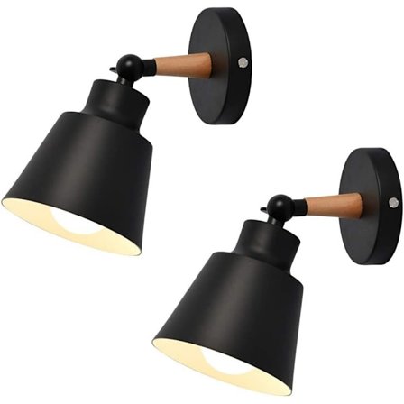 Vintage seinävalaisin, retrotyyliin teollinen lamppu seinäkoriste musta loft olohuoneeseen ruokasaliin kahvilaan ravintolaan klassikko 2 kpl