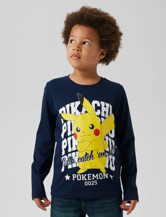 name it Nkmast Pokemon Ls Nreg Top Box Noos Sky - Navy - 134-140