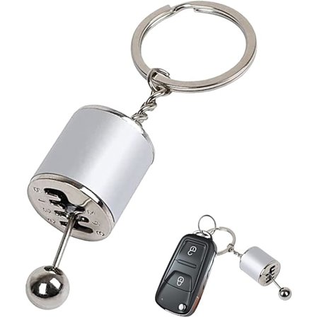 1 stk. Bilskifter nøkkelring, kreativ automatisk girskifter modell nøkkelring, bilgirformet nøkkelring i metall, mann nøkkelring bilaccessoarer (sølv)