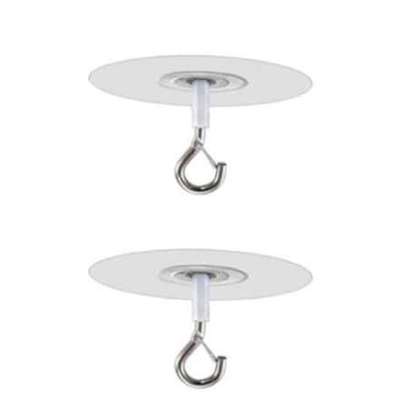 Tak kroker med lim, uten boring, for planter, øyekroker med lim for å henge fuglematere, dekorasjonskroker for innendørs og utendørs bruk (2)