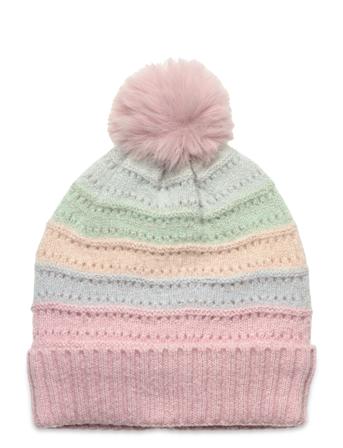 Beanie Rainbow W Pompom Accessories Headwear Hats Beanie Pink Lindex