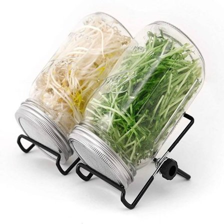 Leveäsuinen litran idätyspurkki, minimalistinen ruostumattomasta teräksestä valmistettu idätyskansi, helppo idätys, terveellinen matka, 2 kpl