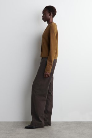 COS Women's Cardigan In Maglia Di Cotone Con Scollo A V in Beige